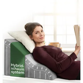 WELL B4 Ergonomisches Lesekissen für Bett und Sofa – Bequemes Rückenkissen mit Memory Foam – Verwendbar als Reflux Kissen, Keilkissen Bett, Bettkissen Rückenlehne im Sitzen und Liegen, GRAU