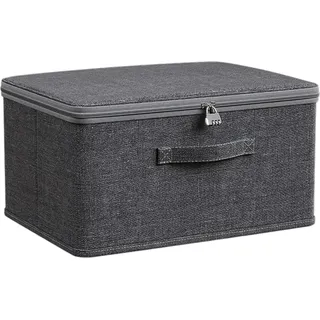 Gepolst Opbergbox mit Schloss - Graue Lagerbox mit Ziffernschloss - Kleiderschrank- oder Unterbettbox - 40 x 30 x 21 cm - Bunt