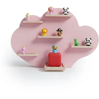 Relaxdays Toniebox Regal, magnetisch, für Musikbox & 20 Tonies, Wolke, HxBxT: 40 x 61 x 17 cm, Toniefigurenregal, rosa