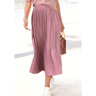 Maxirock LASCANA "mit Plisseefalten aus edel glänzender Ware", Damen, Gr. 36, rosa (mauve), Web, Obermaterial: 100% Polyester, unifarben, figurumspielend knöchellang, Röcke Maxirock, festlicher Faltenrock, Plisseerock in Midilänge, eleganter Satinrock, Topseller