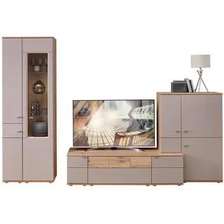 Venda Wohnwand , Grau, Buchefarben, Alteiche , Metall , 17 (Vitrine: 13, Kommode: 4) Fächer , 1 Schublade(n) Schubladen , 315x215x53 cm , Goldenes M , erweiterbar, Typenauswahl, individuell planbar, Beimöbel erhältlich, umfangreiches Zubehör erhältlich, in verschiedenen Holzdekoren erhältlich , Wohnzimmer, Wohnwände, Komplette Wohnwände