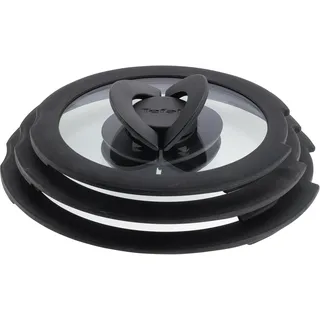 Tefal Ingenio Glasdeckel 3-tlg. Set 16/18/20 cm mit Klappgriffen, kompatibel mit Ingenio Topf und Pfannensets, stapelbar, platzsparendes Design, spülmaschinengeeignet, beschleunigt Garzeit, L98491