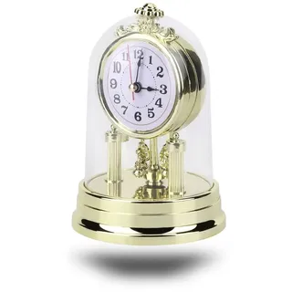 Leopacat Tischuhr, Tischuhren Uhr, Pendeluhr Kaminuhr Vintage Tischuhr Mit Transparenter Abdeckung MöBel Wecker Home Ornament Batteriebetrieben Decor FüR Wohnzimmer Schlafzimmer BüRo (Gold)
