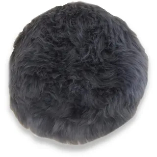 Leibersperger Felle Lammfell Sitzkissen rund Ø 40cm – Echtes Merino Lammfell – rutschfest – Gemütlich und wärmend – Optischer hingucker – Lange Haltbarkeit (anthrazit)