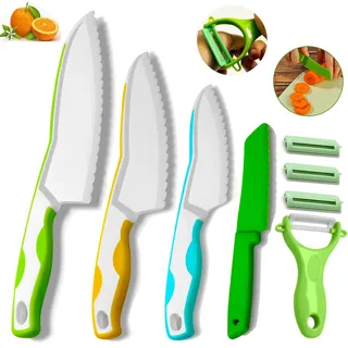 Goodchef Kindermesser (8-teiliges),Schälermesser set,Montessori Messer für Kinder messer ab 2 Jahren Kindersicheres Lernmesser,küchenset, Kinder schneideset, Geschenk kleine Küchenhelfer.