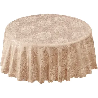 Emma Barclay Tischdecke Damast Rose 160 cm Rd. Kaffee, Polyester, Coffee, 63 inch (Round)