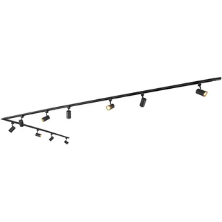 Qazqa Modern Schienensystem Lampen Komplettset, Schienenbeleuchtung, Deckenstrahler, Deckenspot - Iconic Jeana - Schwarz, 10-flammig, 476cm, Ideal als Küche lampe und
