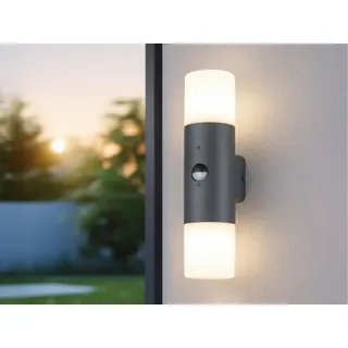 Moderne LED Außenwandleuchte Up and Down mit Bewegungsmelder Anthrazit Höhe 33cm - Grau