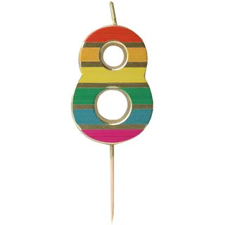 Talking Tables Zahl Acht 8 Regenbogen-Geburtstagskerze für Kuchen Tortenaufsatz-Dekoration Premium-Qualität Ziffernkerzen Jubiläumsparty Meilensteinalter 5,5 cm Höhe recycelte Verpackung