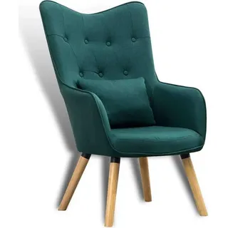 Fernsehsessel Relaxsessel Sessel mit Kissen Lese Stoff Polsterstuhl Grün - dunkelgrün