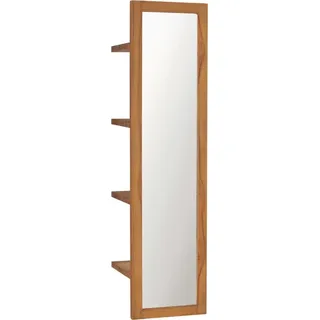 Wandspiegel mit Regalen 30×30×120 cm Teak Massivholz - Braun, Bunt