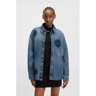 HUGO Blue Jeanshemd »Garesa« im Relaxed Fit, mit Laserdruck, blau