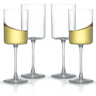 Weingläser-Set, 4-teilig – Mundgeblasenes Weinglas, 230 ml – Großes Weißweinglas mit langem Stiel – Einzigartige, moderne Form – Für Hochzeit, Jahrestag, Muttertag