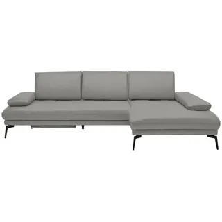 Celina Home Ecksofa , Grau , Leder , Echtleder , Spaltleder, Rindleder , Ottomane links, L-Form , 273x187 cm , Made in Eu , Fußauswahl, Lederauswahl, Stoffauswahl, seitenverkehrt erhältlich, Hocker erhältlich, Rücken echt , Wohnzimmer, Sofas & Couches, Wohnlandschaften, Ecksofas