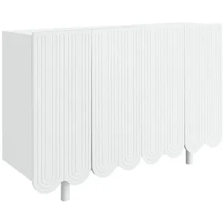 Urban Meuble Sideboard mit Metallfüßen und Rillen-Design , Weiß , Holzwerkstoff, Metall , Rechteckig , 120x80x37.5 cm , Kleinmöbel, Kommoden, Sideboards