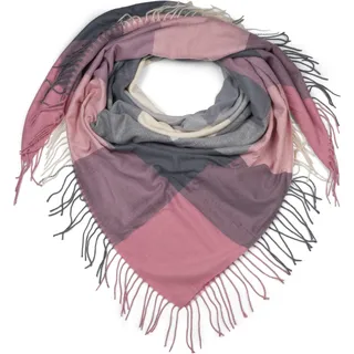 styleBREAKER XXL-Schal "XXL Deckenschal mit Karo Muster und Fransen" 1 Stk., rose, grau, creme