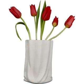Vase weiß - Vasen Deko - Tulpenvase - Blumenvase - kleine Vase 20 cm - Keramik Vase - Moderne Deko - Tischdeko Esstisch - Deko Wohnzimmer