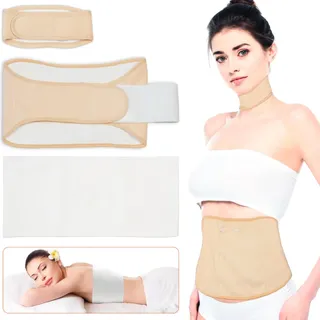 4 Stück Rizinusöl Packung Wrap, Wiederverwendbare Castor Oil Pack Biobaumwolle Elastik Plus Größe Packung mit Rizinusöl für Bauch, Magen, Nacken, Zurück, Brust
