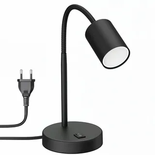 ledscom.de Tischlampe WAIKA, Schwanenhals, Schalter, schwarz, 1x GU10 max. 60W