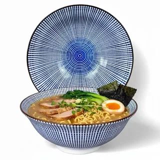 Ramen Schüssel für Ramen 2er Set aus Porzellan 0,8-1.0 L 20cm Tokusa” Suppenschale Salatschüssel Pho Suppe Schüssel Bowl Ramen Nudeln Schüssel Schale Müslischalen Ramen Japanisch