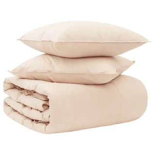 vidaXL Bettwäsche-Set 2 stk. 155 x 220 cm Für alle Jahreszeiten Beige - Beige