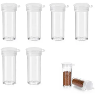 VBK Mini Salzstreuer 6 Stück 5ml transparent für Gewürze Camping | Vielseitig für Gewürze Glitter Streusel und Bastelperlen – Küche und DIY