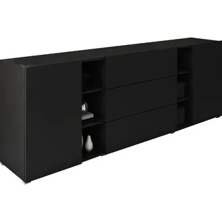 INOSIGN Sideboard »BERLIN«, Moderne grifflose Kommode Breite 190 cm, offene Fächern/ Schubladen, schwarz