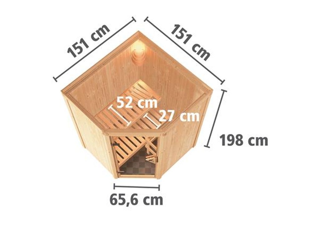 Bild von Sauna Larin 68mm ohne Saunaofen Klarglastür