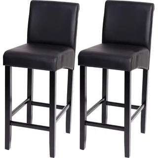 2er-Set Barhocker HWC-C33, Barstuhl Tresenhocker, Holz schwarz matt, dunkle Beine, Kunstleder - Schwarz