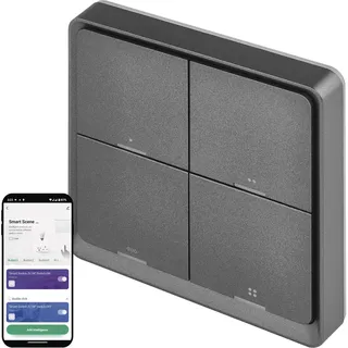 EMOS GoSmart - Smart Home Portabler Szenenschalter mit LED-Anzeige & App - ZigBee - batteriebetrieben - 4 Tasten, 12 Szenen - steuert unbegrenzt viele Smart Geräte oder Leuchten - anthrazitgrau