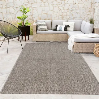Outdoor Indoor Loop Teppich Wetterfest Terrasse Küche Natur weiche Struktur Grau Grösse 120x160 cm - Grau