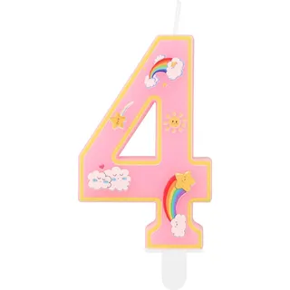 Regenbogen Zahl Geburtstagskerzen, Rosa Zahl 4 Kerzen, Cartoon-Thema Geburtstagskerzen, Mädchen Jungen 4th Geburtstag Dekorationen, Regenbogen Kuchen Kerzen Kuchen Topper für Jungen Mädchen Geburtstag