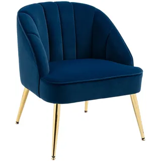 Homcom Ohrensessel Loungesessel Polstersessel mit Samtoptik Relaxsessel für Wohnzimmer , Blau , Kunststoff , 64x77x65 cm , Wohnzimmer, Sessel, Polstersessel