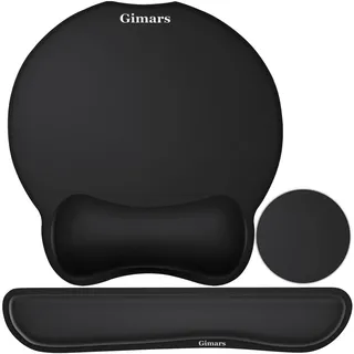 Gimars 3 PCS Ergonomisches Mauspad mit Gelkissen, XL Handballenauflage Tastatur mit Untersetzer, Mousepad mit Handauflage, Wasserdicht Mouse pad für Computer und Laptop, Schwarz