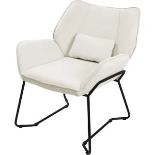 ML-Design Loungesessel Relaxsessel Beige mit Leinenbezug und schwarzen Metallbeine, Wohnzimmerstuhl mit Armlehne und Rückenlehne, Polsterstuhl mit Kissen - Beige