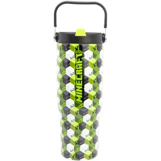 STOR Minecraft Thermobecher 860ml Edelstahl mit Griff - Wiederverwendbarer Reisebecher für Heisse und Kalte Kaffeegetränke