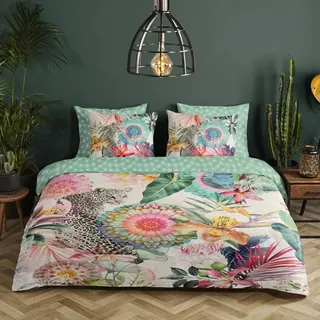 Bettbezug für Doppelbett, 200 x 220 cm, Baumwollsatin, Mehrfarbig