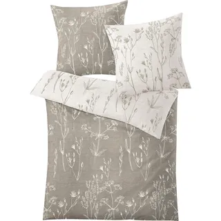 KLEINE WOLKE Savannah Blumen Grau 135 x 200 cm + 80 x 80 cm