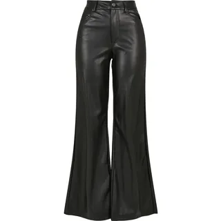 URBAN CLASSICS Faux Leather Wide Leg Hosen Schwarz 27