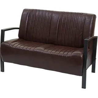 Mendler 2er Sofa HWC-H10, Couch Zweisitzer, Metall Kunstleder Industrie-Design - vintage braun