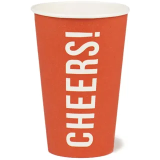 Talking Tables Packung mit 8 (455 ml) Rot Paper Party Cups mit Cheers Design | Home Recycelbare, umweltfreundliche und kunststofffreie Pappbecher | Ideal für Bier Pong, BBQ, Feier, Geburtstag