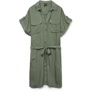 VERO MODA Damen Vmbumpy Ss Short Shirt Dress WVN Ga Noos, Laurel Wreath, Medium