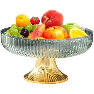 Obstschalen 24,5 × 14,5 cm Kunststoff Dekorative Sockelschale Multifunktionaler Frucht Schüssel Obst Servierschale Dessert Snack Schale mit Hohem Fuß für Küchentheken, Wohnzimmer (Fruchtgrün)
