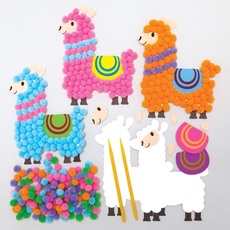 Baker Ross AX741 „Lama“ Pompon-Set – 5 Stück, kreatives Kunst- und Bastelzubehör für Kinder zum Basteln, Dekorieren und Präsentieren