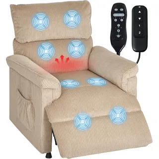 Massagesessel mit Vibrationsmodi, Wärmefunktion, leiser Motor, Memory-Funktion, Stahl, Stoffbezug, Braun