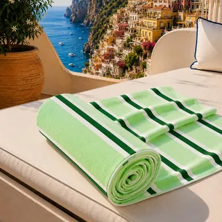 PETTI Artigiani Italiani - Strandtuch XXL Mikrofaser 90x180 cm Groß mit Feinen Bunten Streifen, Badetuch Schnelltrocknend und Sandfrei, für Strand, Pool und Reise, Made in Italy, Feinstreifen 06