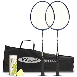 Vector X VXB-10 Sr. Aluminum Badminton Racket Set (Blue/Size: Full Size) | 2 Racquet and 3 Pieces Nylon Shuttles with Full-Cover Set | Material: Aluminum | for Intermediate Players| for Adults