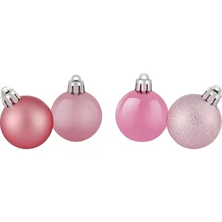 Weihnachtskugel-Set 30-teilig Ø 4 cm Rosa Glitzer-Matt-Glänzend