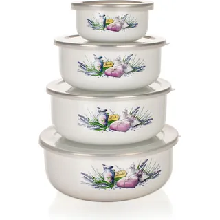 BANKETT-Set misek Emaille LAVENDEL, 8 St. - Weiß