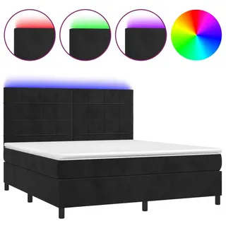 vidaXL Boxspringbett mit Matratze & LED Schwarz 180x200 cm Samt - Schwarz